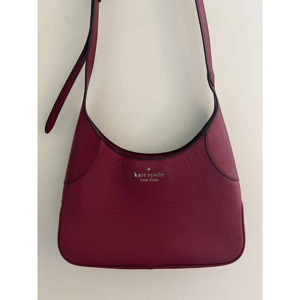 Kate Spade Aster Crossbody Shoulder Bag Cranberry Burgundy Leather Gold Purse